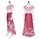 Final Fantasy VII Aerith Gainsborough Pink Floral Skirt Outfits Cosplay Costume